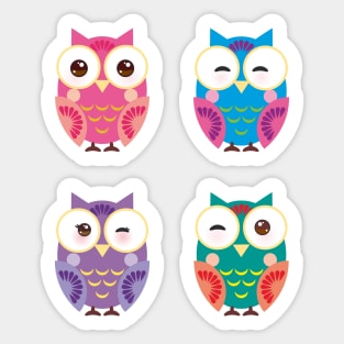 Bright colorful owls (3) Sticker